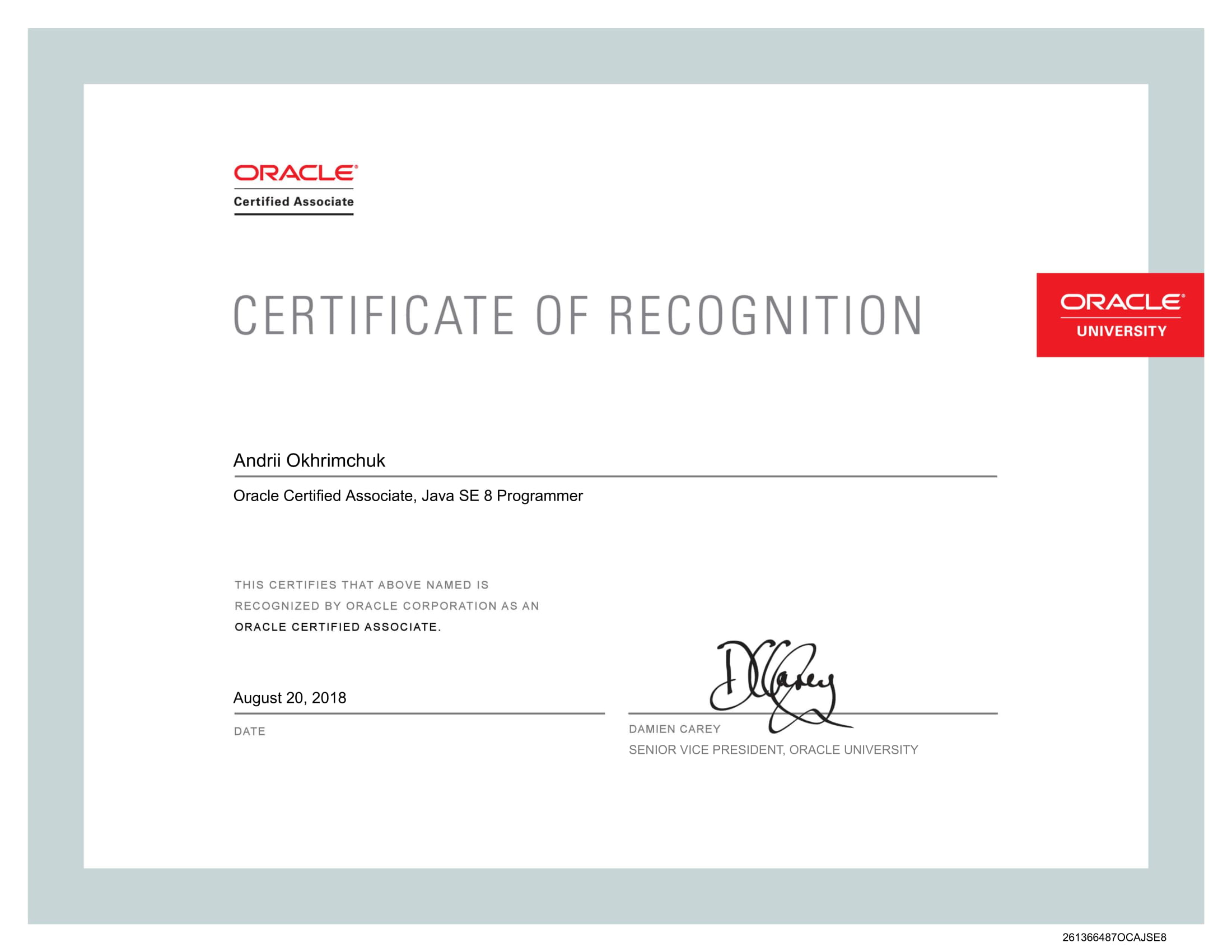 Oracle Certified Associate Java Programmer Certified Associate Java Programmer